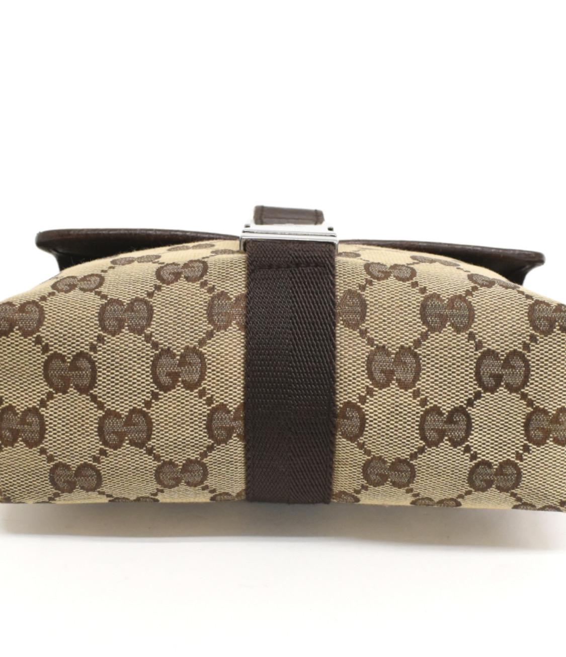 Authentic GUCCI GG Monogram Buckle Belt Bag Dark Brown
