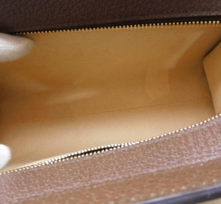 Authentic GUCCI GG Supreme Monogram Textured Dollar Calfskin Web Small Ophidia Slip Handle Tote Beige Ebony New Acero Excellent Condition