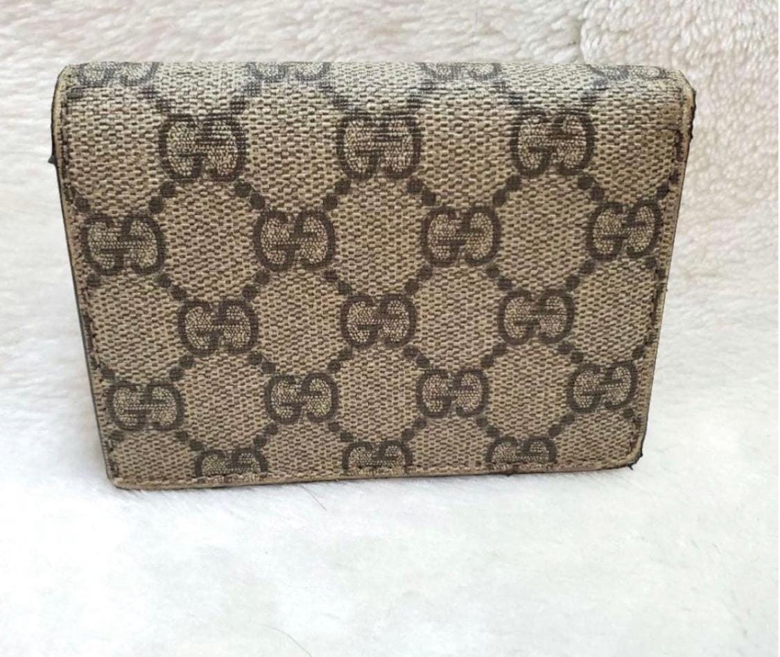 Authentic GUCCI GG Supreme Monogram Cherry Embellished Card Case Wallet Hibiscus Red