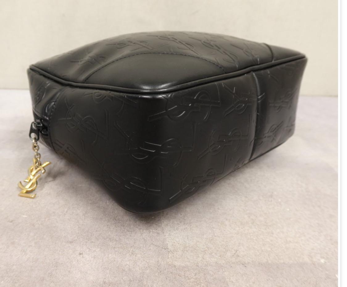 Authentic Yves Saint Laurent Vintage Black PVC Leather Handbag Bag With YSL Charm