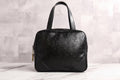 Authentic Yves Saint Laurent Vintage Black PVC Leather Handbag Bag With YSL Charm