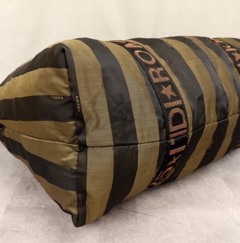 Authentic Vintage  FENDI  Roma 1925 Pequin striped canvas travel duffle bag