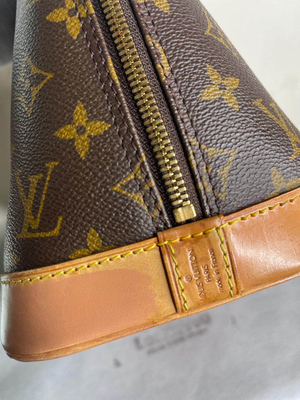 Authentic Louis Vuitton Alma PM Handbag  W / Name Tag , Lock & Key