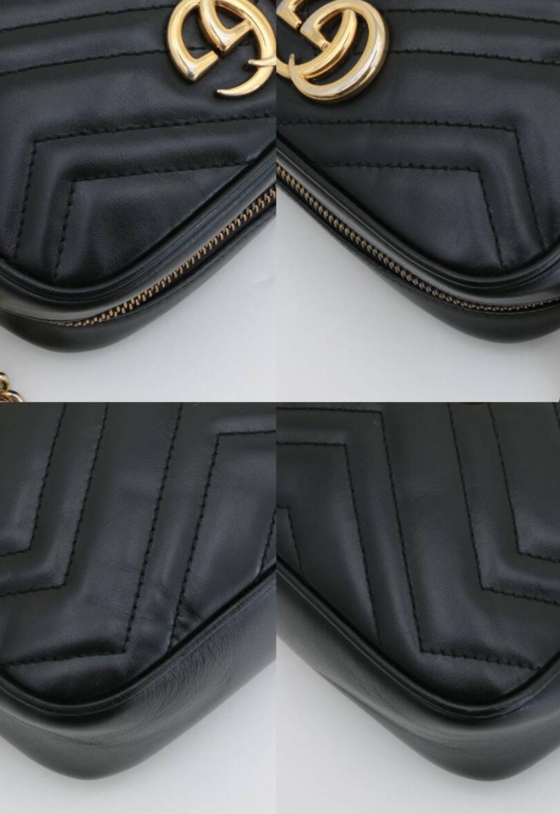 Authentic GUCCI Calfskin Matelasse Small GG Marmont Chain Shoulder Bag Black included COA , dust bag , box.