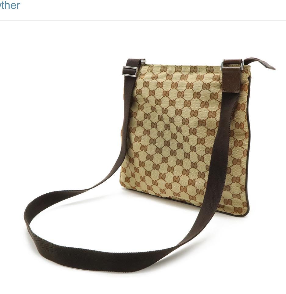 Authentic Gucci  GG Nylon Canvas Shoulder Bag/ Messenger Bag