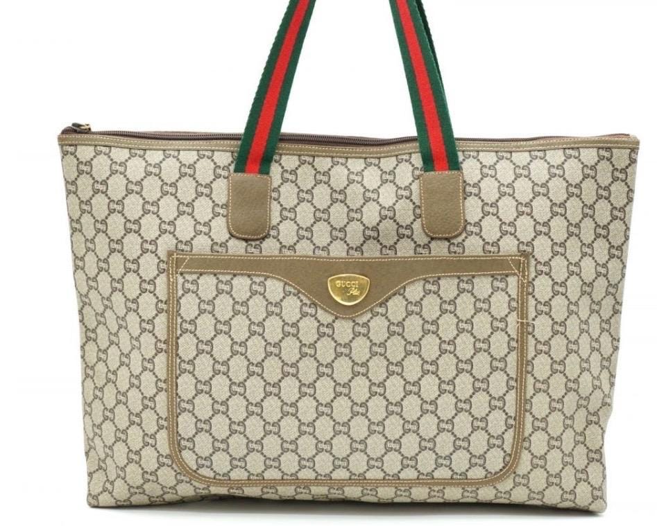 Authentic GUCCI PLUS Vintage Sherry Tote Handbag Vintage