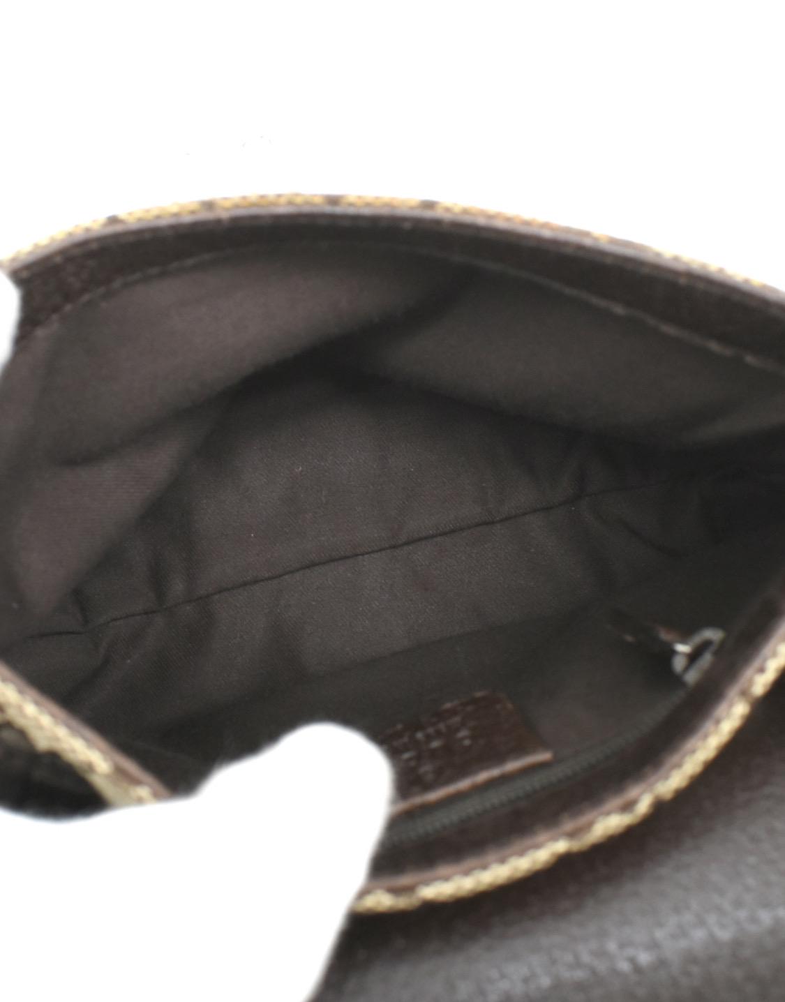 Authentic GUCCI GG Monogram Buckle Belt Bag Dark Brown