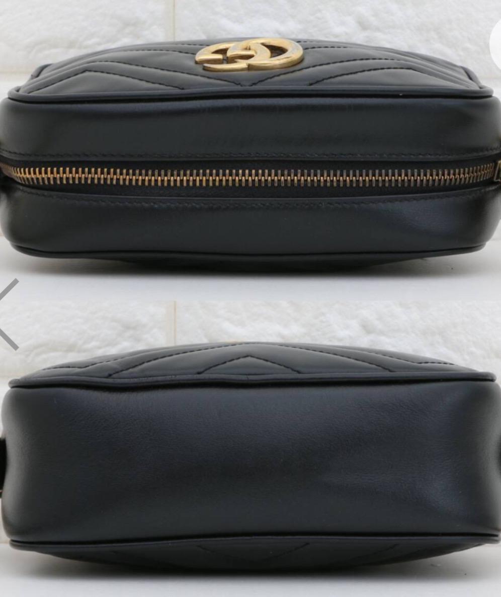 Authentic GUCCI Calfskin Matelasse Small GG Marmont Chain Shoulder Bag Black included COA , dust bag , box.