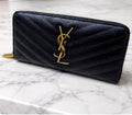 Authentic Saint Laurent Monogram Matelassé Black Long Wallet