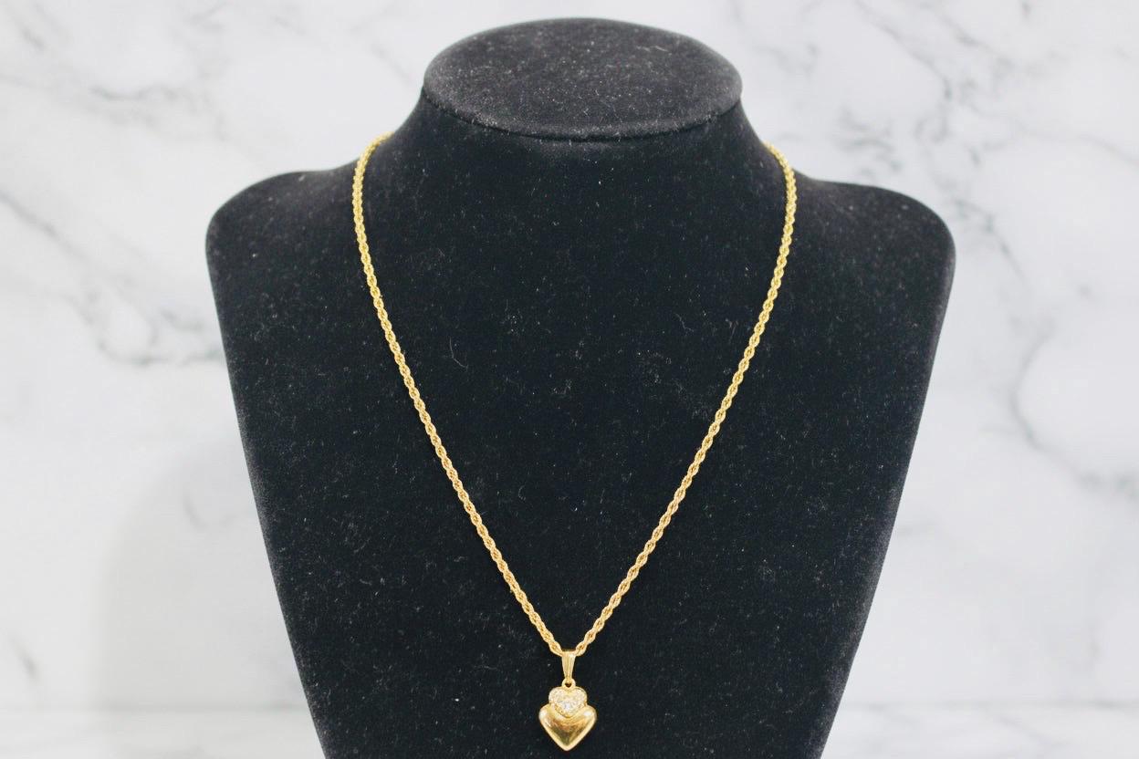 Authentic Mario Valentino Diamond Heart Necklace Charm Vintage