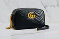 Authentic GUCCI Calfskin Matelasse Small GG Marmont Chain Shoulder Bag Black included COA , dust bag , box.