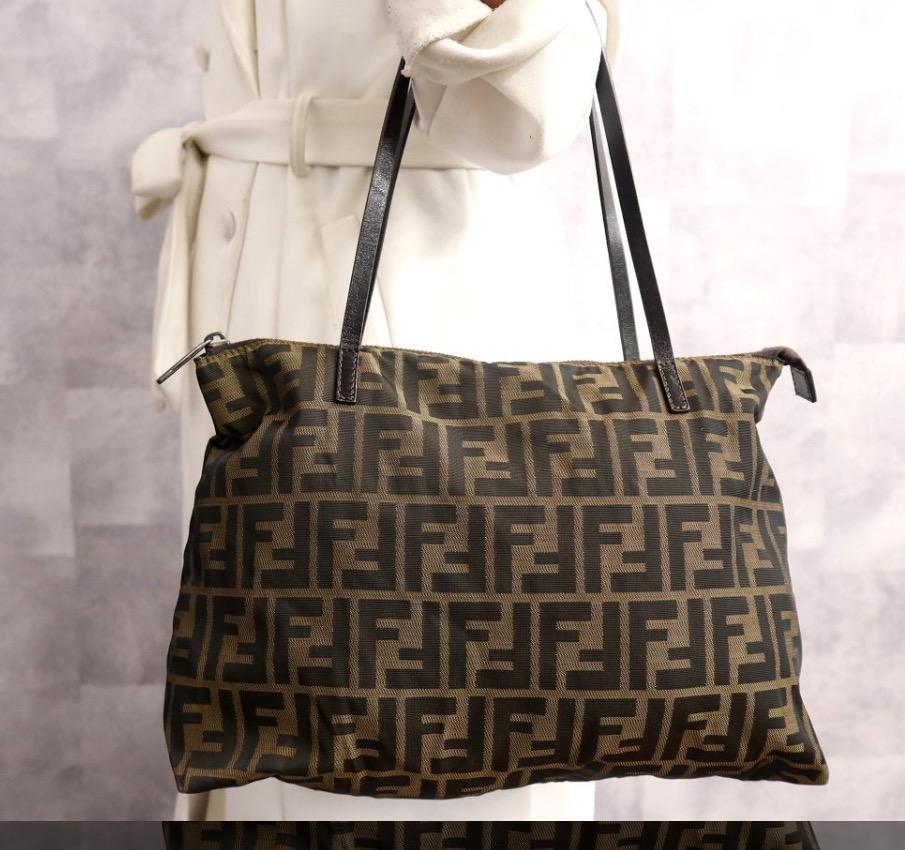 Authentic FENDI  FF Zucca 2 Handle Tote Bag