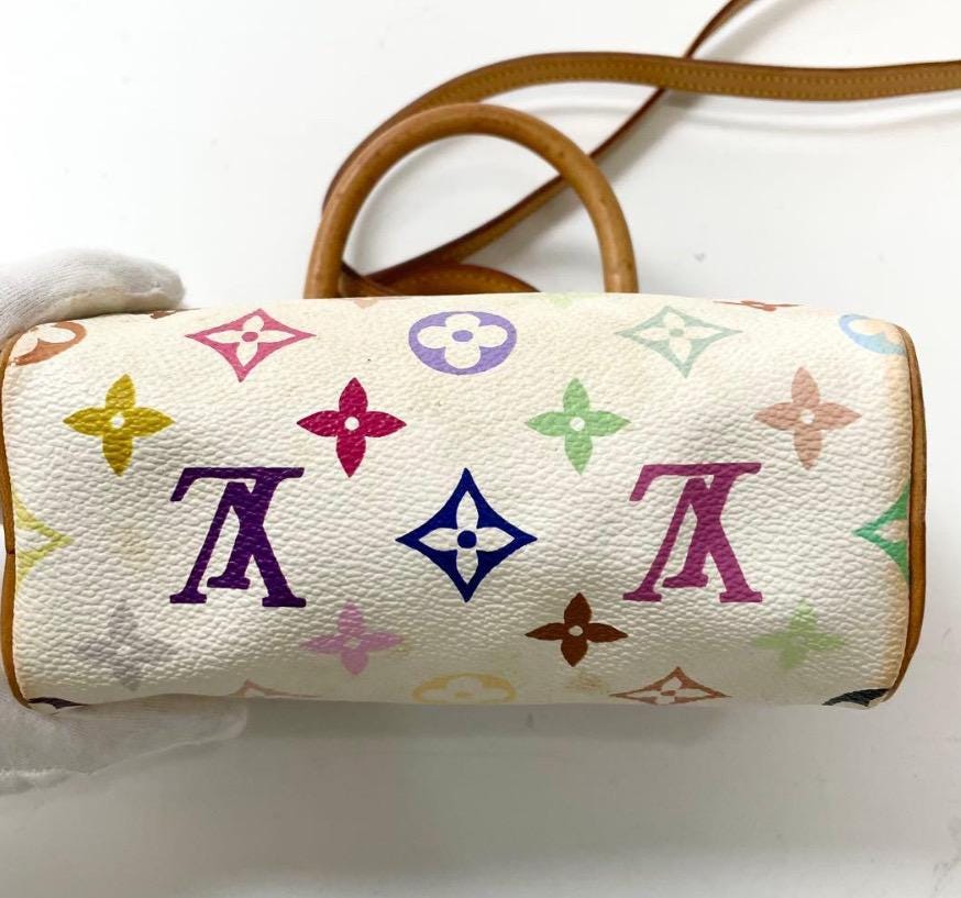 Authentic  Louis Vuitton Monogram Multicolor Mini Sac HL Speedy White Bag