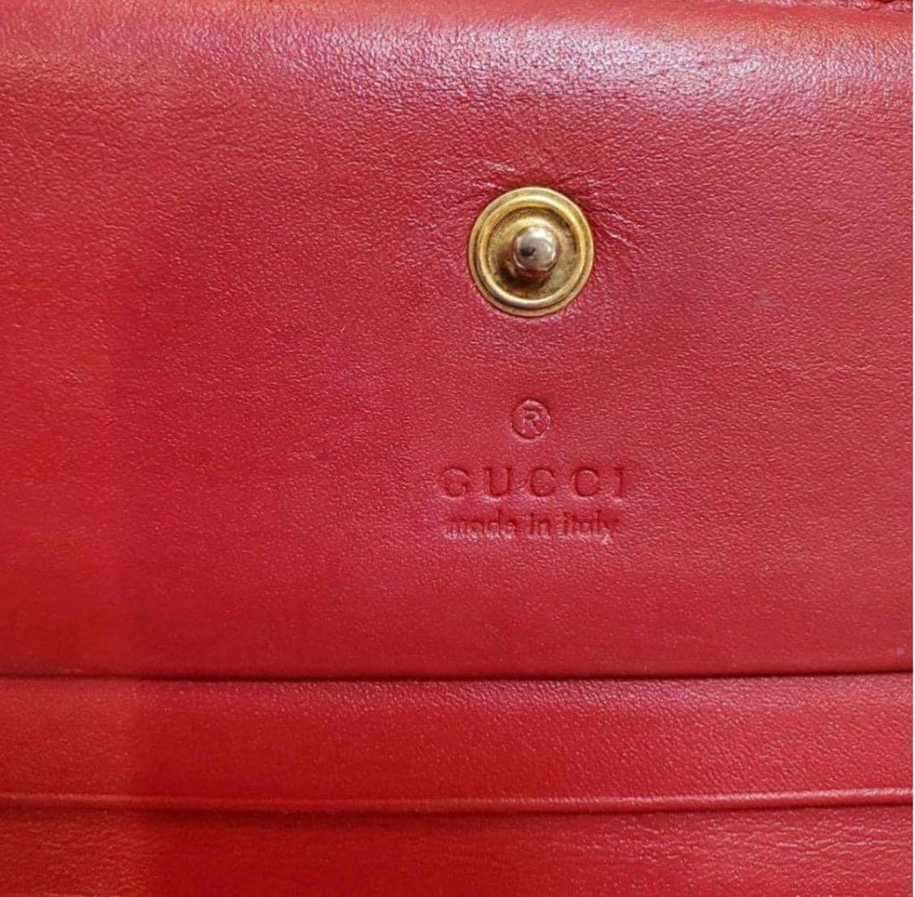 Authentic GUCCI GG Supreme Monogram Cherry Embellished Card Case Wallet Hibiscus Red