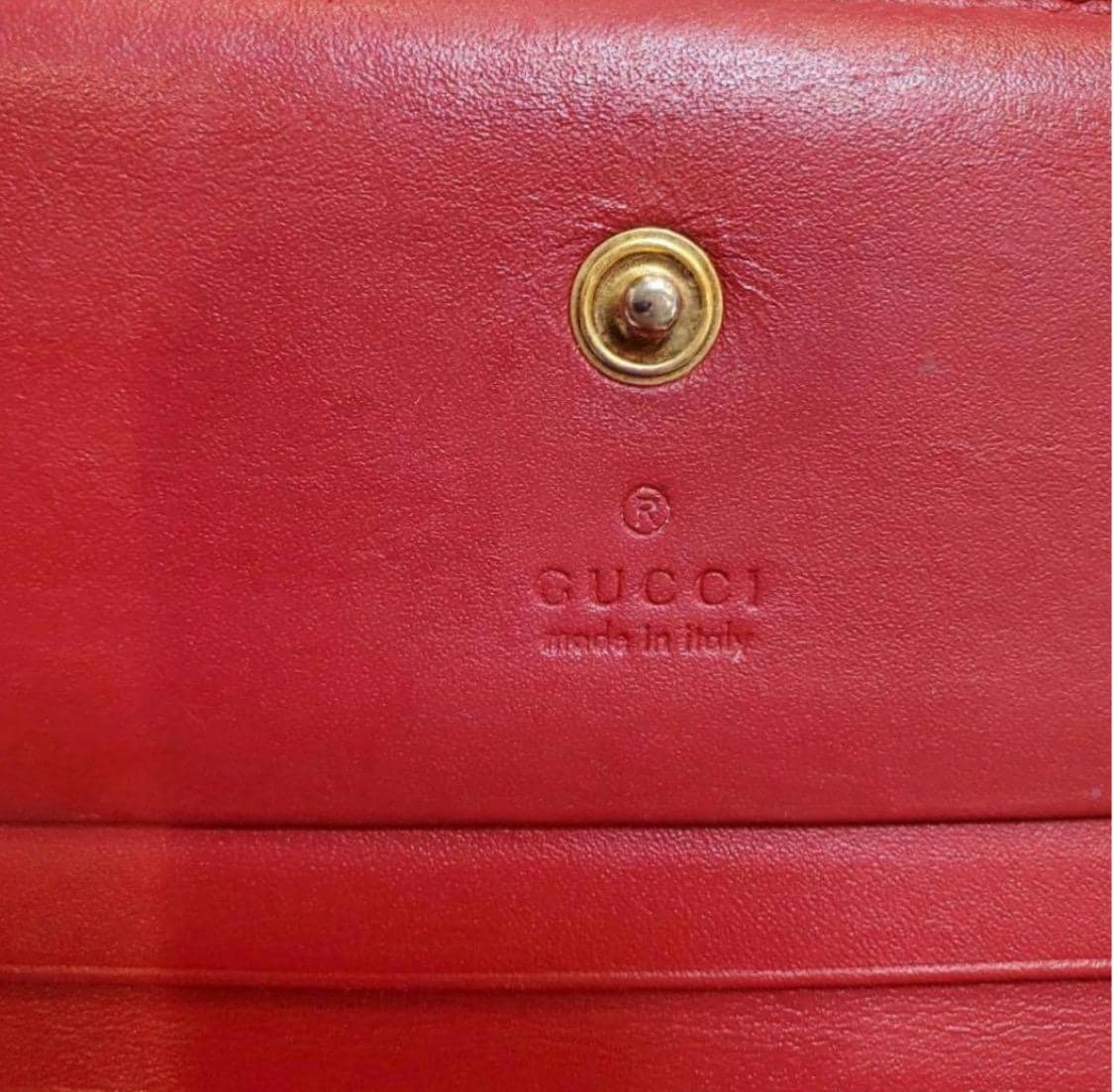 Authentic GUCCI GG Supreme Monogram Cherry Embellished Card Case Wallet Hibiscus Red