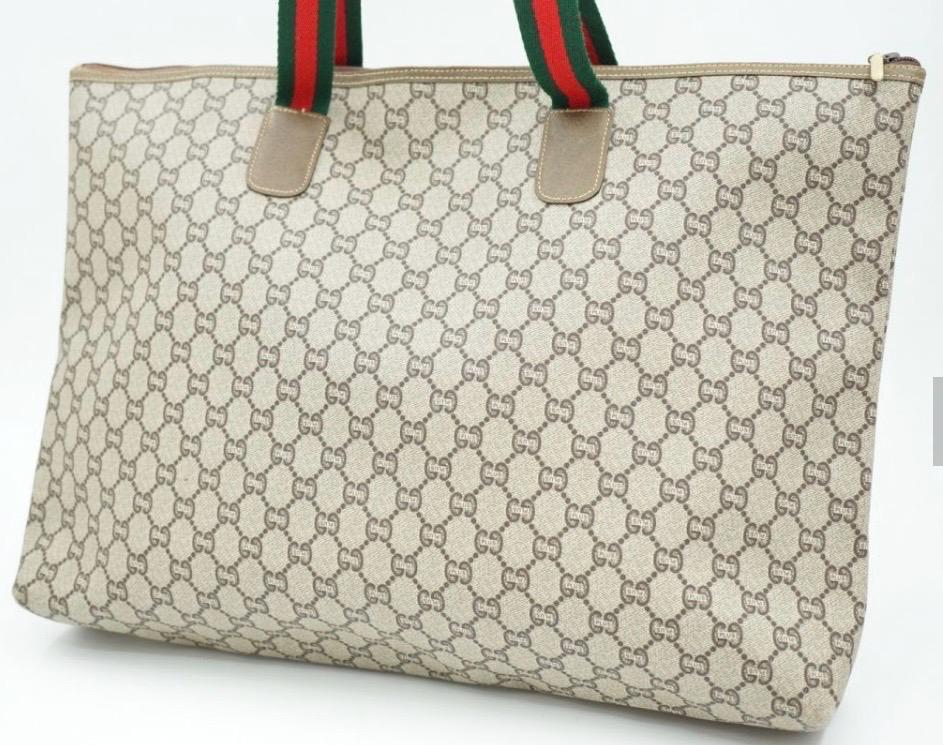 Authentic GUCCI PLUS Vintage Sherry Tote Handbag Vintage