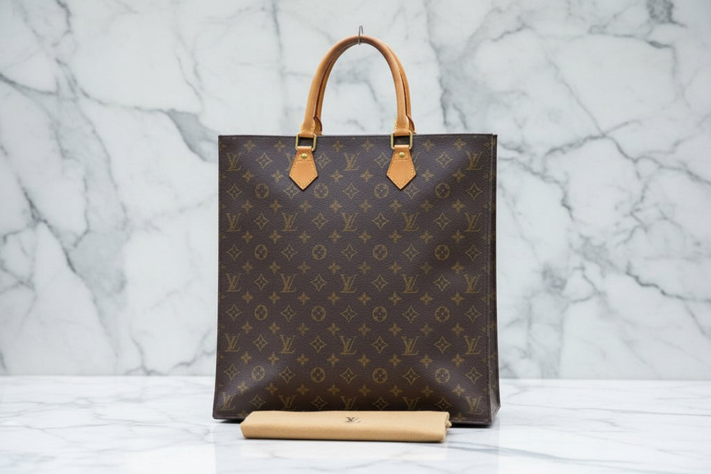 Authentic Louis Vuitton Monogram Sac Plat  Tote Bag W/Dustbag Vintage