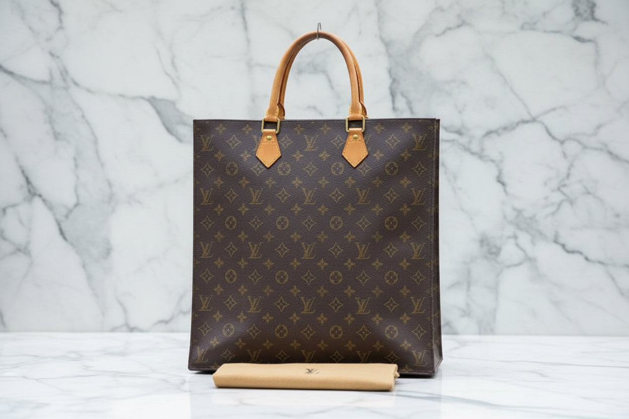 Authentic Louis Vuitton Monogram Sac Plat  Tote Bag W/Dustbag Vintage