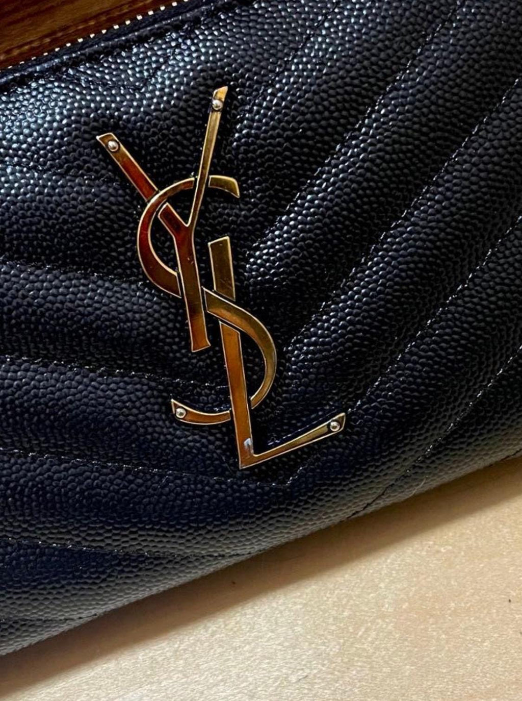 Authentic Saint Laurent Monogram Matelassé Black Long Wallet
