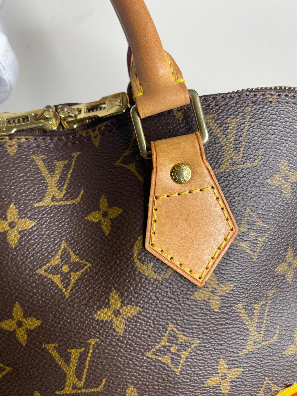 Authentic Louis Vuitton Alma PM Handbag  W / Name Tag , Lock & Key