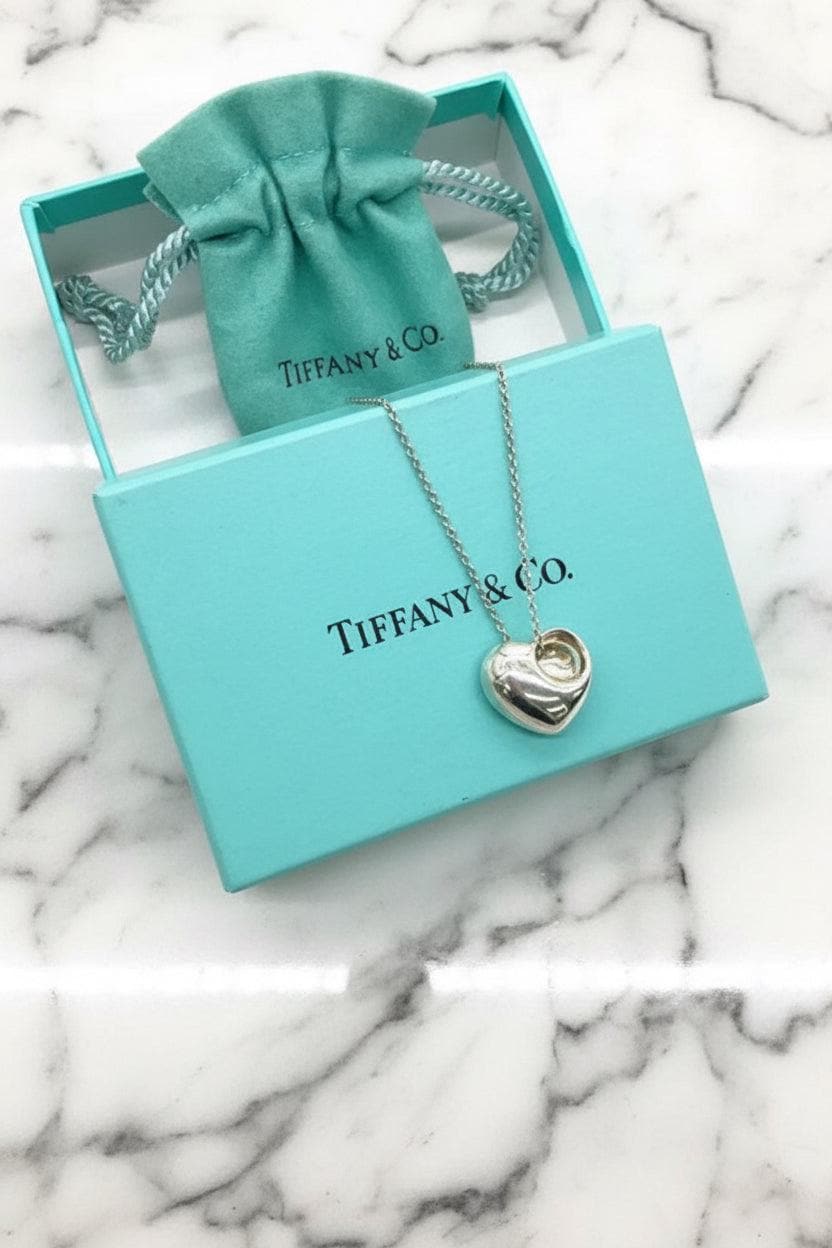 Authentic Tiffany & Co Folded Heart Necklace ( Great Gift )